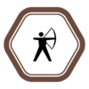 Badge icon "Archery (386)" provided by The Noun Project under The symbol is published under a Public Domain Mark
